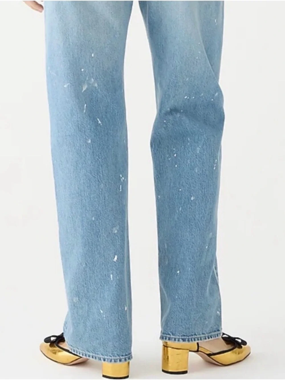 J. Crew Slouchy-straight Jeans with Paint Splatter in Ice Blue Wash Size 25